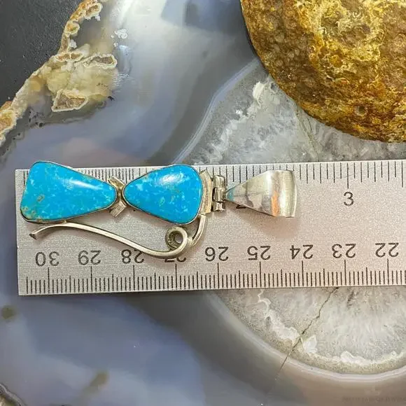 Gary G Sanchez Vintage Sterling Silver 2 Turquoise Decorated Pendant For Women - Picture 10 of 10